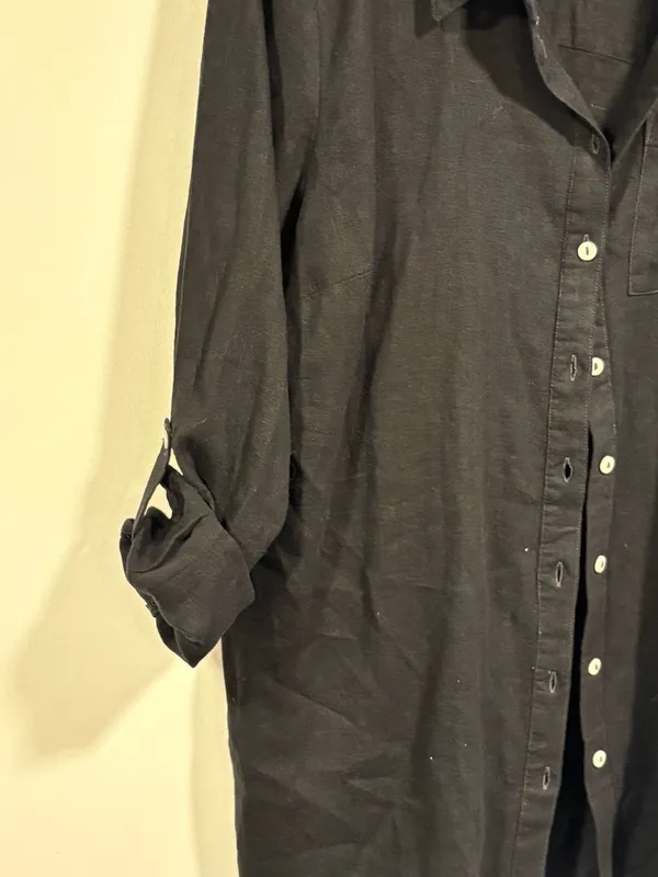 Women’s Black Long-Sleeve Button-Down Shirt - Casual Cotton Blend - Image 5
