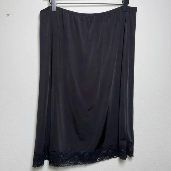 NEW Jones New York Women Half Slip‎ 1X Black Anti Cling Lace Trim Whimsigoth - Image 5