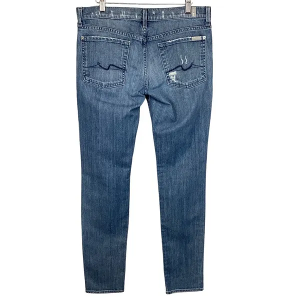7 For All Mankind Distressed Skinny‎ Jeans Roxanne Style Size 31 Denim Low-Rise - Image 7