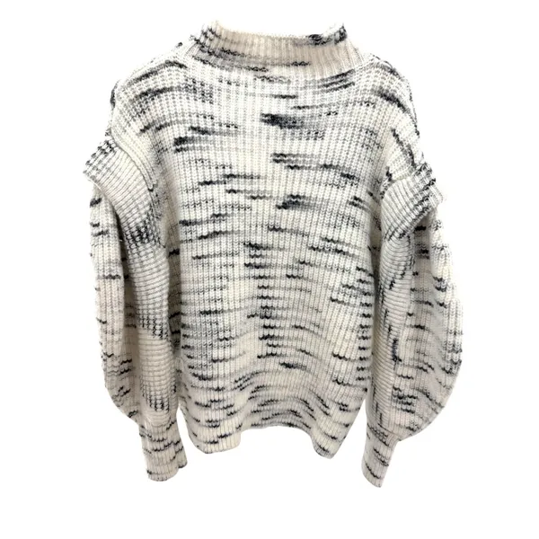 Varley Belgrave Dalmation Knit Mock Neck Sweater Balloon Sleeve Marled M Relaxed - Image 8