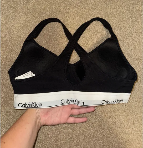 Calvin Klein modern cotton lined bralette Black Logo Band racer back - Image 4