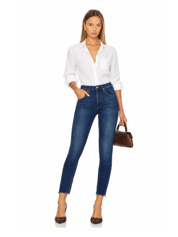 NWT Revolve x RE/DONE High Rise Button Front Ankle Crop Jeans - Image 11
