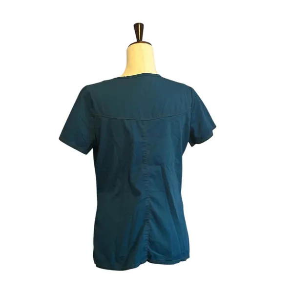 Women's Teal Scrub Set with Camouflage Waistband Pants Sz S - Image 2
