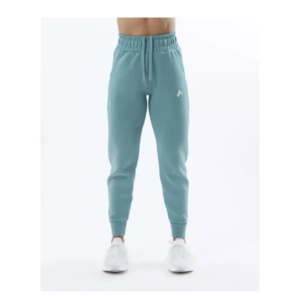 Set 2 Pcs Alphalete Women's ELMTS Short Sleeve Crop & Relaxed Coffed Jogger Teal - Image 4