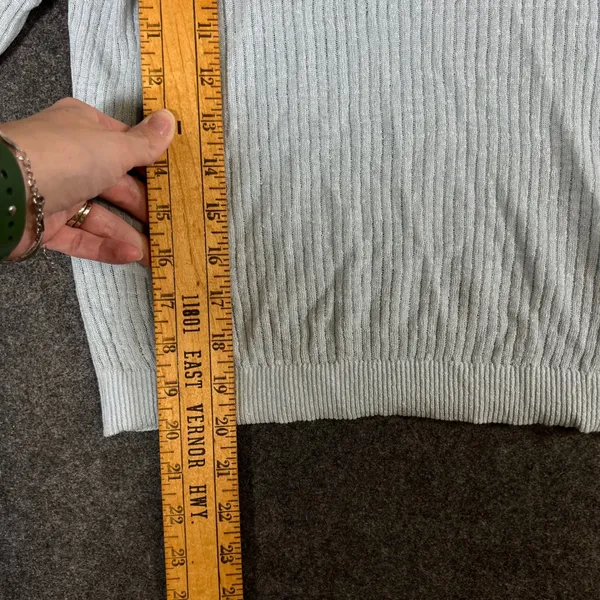 Madewell Womens Light Blue Linen Blend Ribbed Short Sleeve Polo Sweater Size M - Image 6