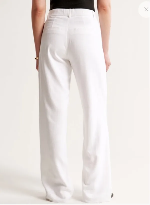 Abercrombie & Fitch White Linen Lined Blend Trousers Pant Size 27/4 - Image 2