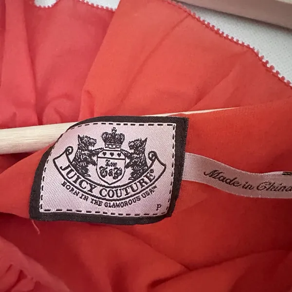 Juicy Couture Dress Off The Shoulder Poplin Ruffle Pockets Orange Party Flirty S - Image 3