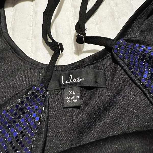 Lulus Women’s Shiny Purplish Blue Party Dress Sz XL Gathered Side - Image 10