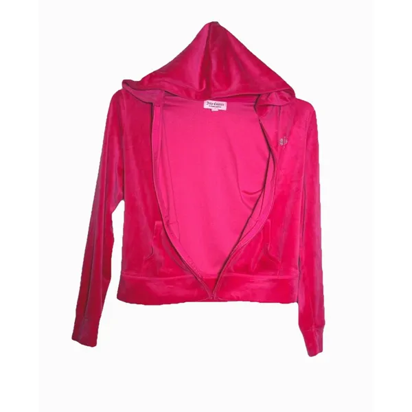 Juicy Couture Velour Zip Hoodie Pink Size S Zipper Broken Y2K - Image 8