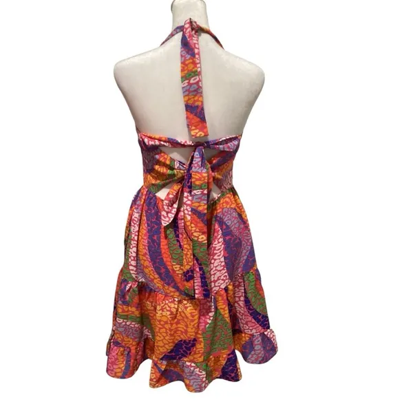 Joy Joy Multicolor Halter Mini Dress XS Pink - Image 2