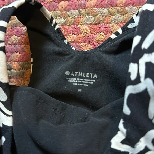 ATHLETA BLACK ABSTRACT HIGH NECK BRA TOP - Image 2
