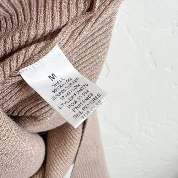 Denim‎ Forum | Aritzia Ribbed Knit Mock Neck Midi Bodycon Dress in Tan Size Med - Image 7