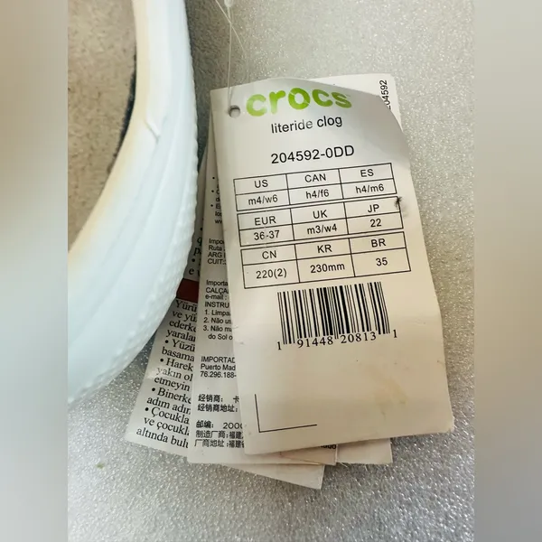Crocs Literate Clog Size M4/W6 204592-0DD Off White NWT On Wheels - Image 8