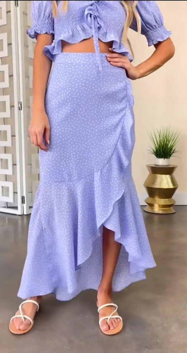 Red Dress Boutique Indigo Polka Dot Smocked Puff Sleeve Top & Ruffle Skirt Set - Image 4