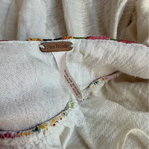 Free People Beach Date White Flowy Strappy Tank Top Multicolor Embroidery - Image 7