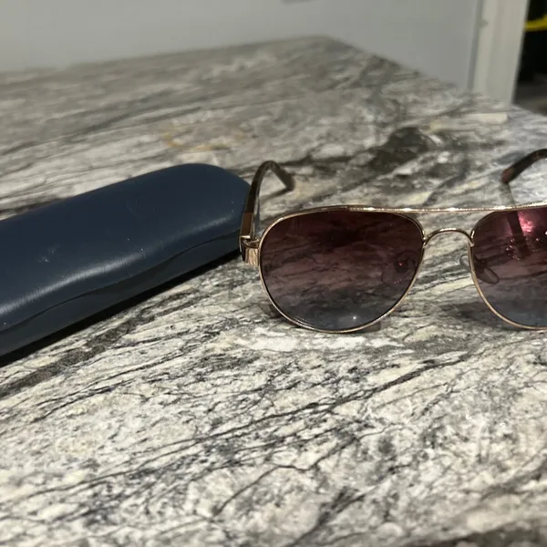 Gold Aviator Sunglasses with Case - Image 4