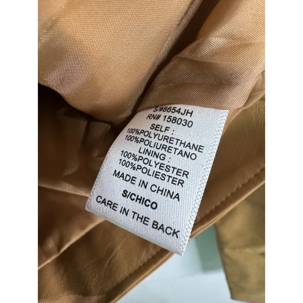 Women's Love Tree Faux Leather Moto Jacket Camel‎ Belted Biker Minimalist S New - Image 5