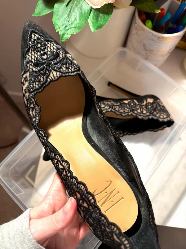 INC Black Lace Spicy Heels - Image 4