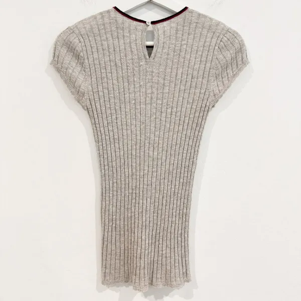 Joie‎ Filana Sweater Size S Gray Wool Ribbed Knit Scalloped Short Sleeve Office - Image 8