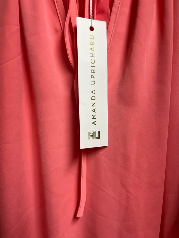 NEW Amanda Uprichard short cold shoulder dress in coral peach size small - Image 5