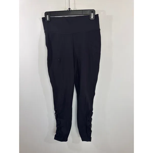 Lululemon Black High Rise Macrame Lattice Leggings Size‎ 8 Yoga Workout Pants - Image 3