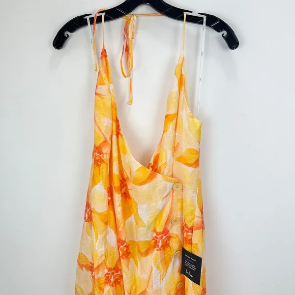 Lulus Prue Orange Floral Halter Mini Dress Rayon Resortwear Vacation XL NWT - Image 6