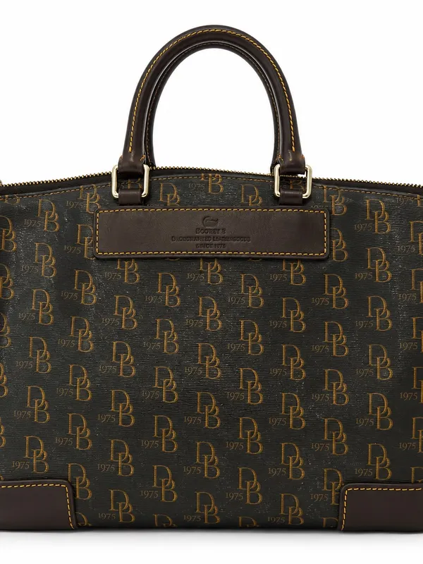 Dooney & Bourke Brown Monogram Satchel with Gold Hardware - Image 2