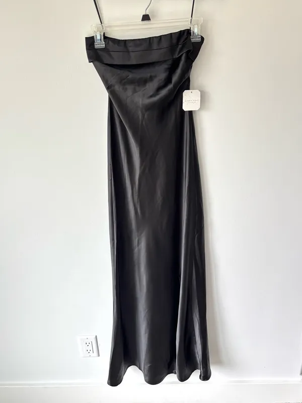 Altar’d State Paityn Strapless Maxi Dress Black Satin Formal Elegant Wedding - Image 4