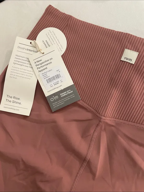 Vuori NWT Rib Studio High-Waisted Leggings Marsala Size M - Image 7