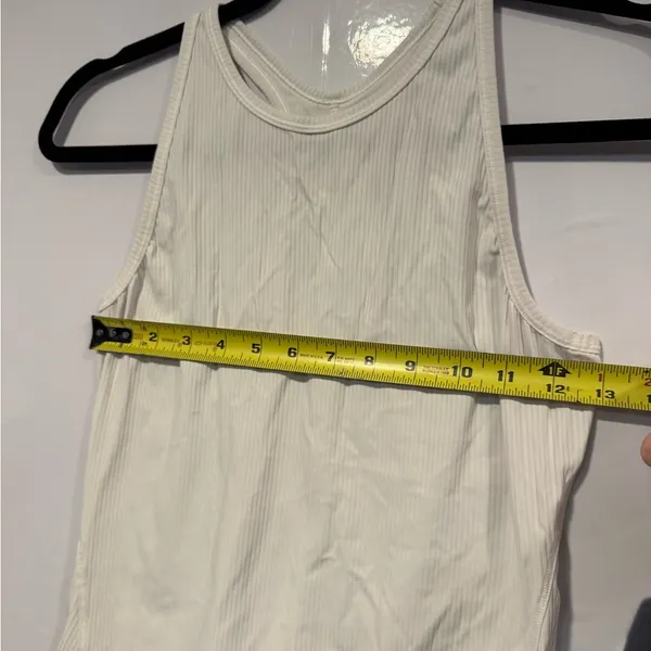 Lululemon White Ribbed Racerback Tank Top‎ - Image 2