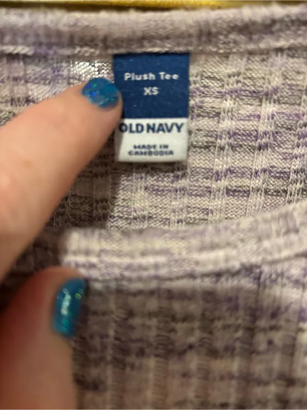 Old Navy Purple Space Dye Long Sleeve Plush Tee - Size XS - Image 3