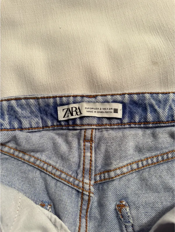 Zara High Waisted Denim Shorts - Image 3
