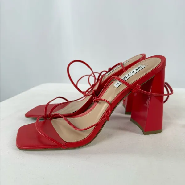 Steve Madden Leverage Wrap Tie Heels in‎ Red Size 9 - Image 4