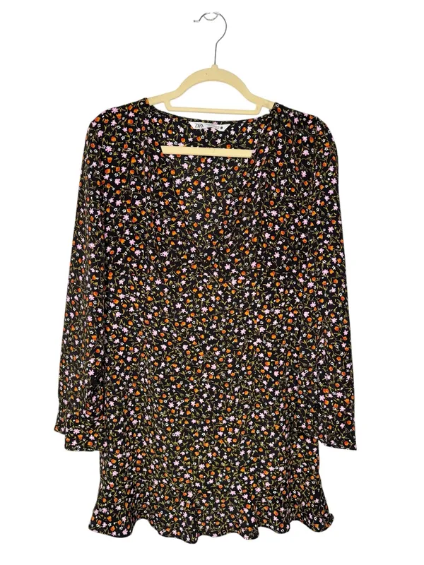 Zara Micro Floral Mini Dress Size L - Image 3