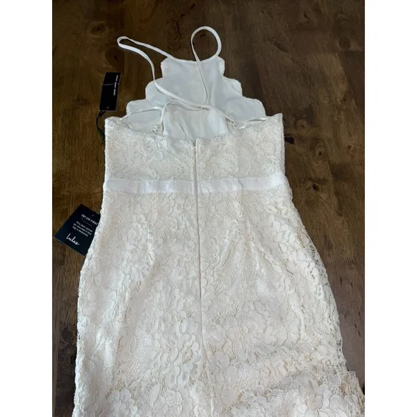 NWT‎ Lulus Bridal Zenith ivory cream Lace Halter Neck Formal Maxi Dress size S - Image 14