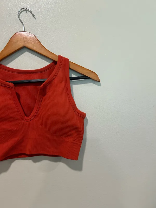 Ribbed padded sports bra Red - Image 2