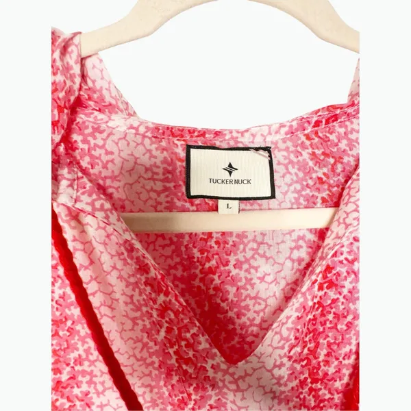 Tuckernuck Speckled Pink Coral Easy Hooded Beach Cover-Up Maxi Dress Size L - Image 3