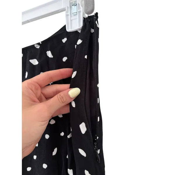 Abercrombie & Fitch Wrap Midi Skirt Black White Polka Dot XS Side Slit Women - Image 9