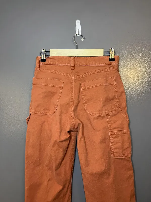 Gap Pants Womens 2 Orange Carpenter Denim Straight Leg Workwear Stretch - Image 6