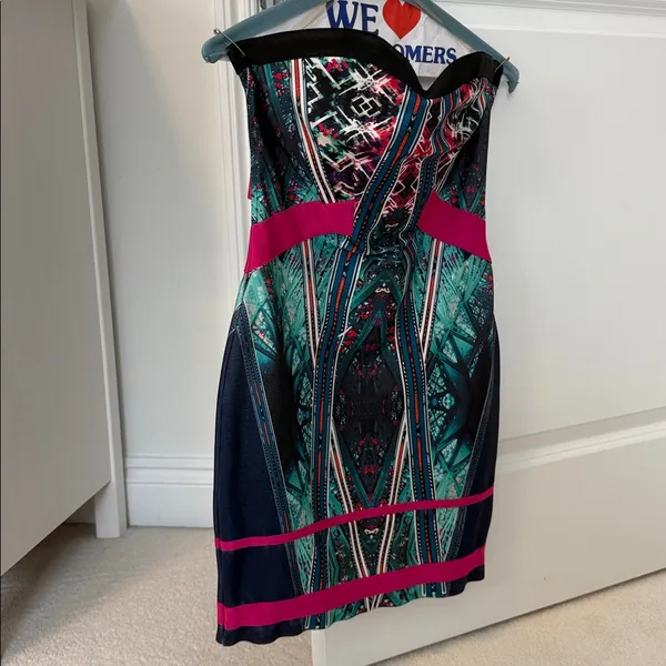 WOW Couture Colorful Printed Bandage Bodycon Strapless Dress - Image 4