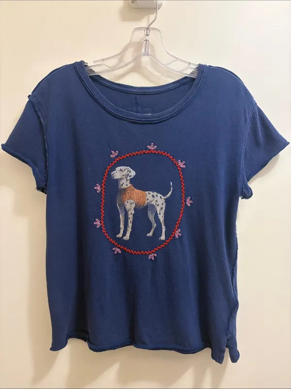 Free People We The Free Fur Friend Tee Dalmatian Navy Blue Size Large Worn Once! - Image 5