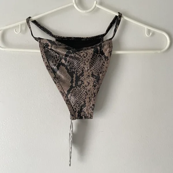 Motel Rocks NWT Taupe & Black Valter Snake Print Cheeky High Cut Bikini Bottom - Image 5