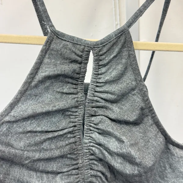 NWT Idem Ditto Washed Ruched Halter Crop Top S12786T-KB‎ Small Gray Streetwear - Image 4