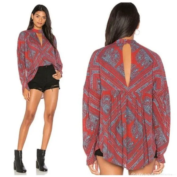 Free People Walking on a dream tunic keyhole top M Western Boho Festival - Image 2