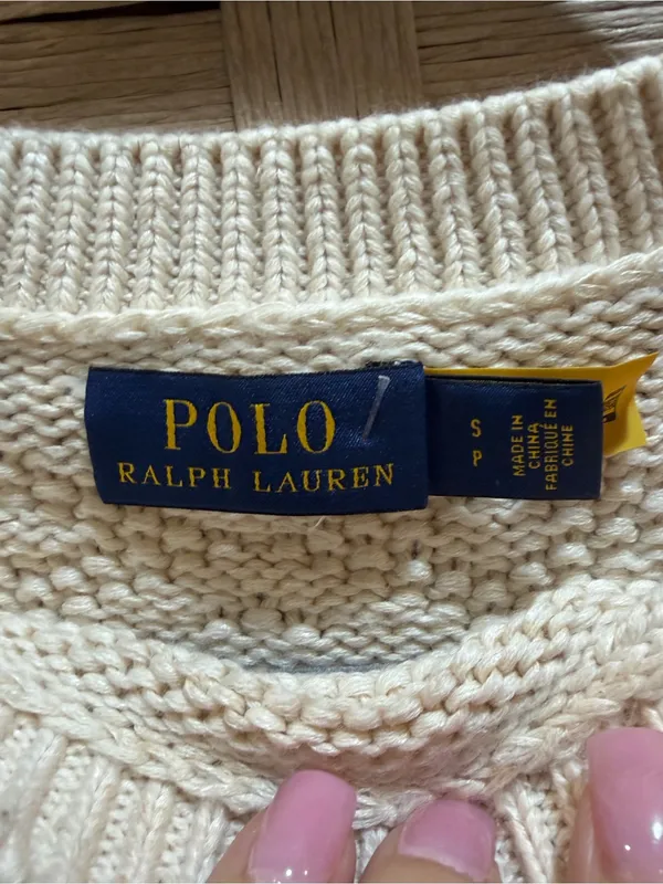 Polo Ralph Lauren Cotton / Linen Cream Fair Isle Knit Sweater Brown Pattern S - Image 4