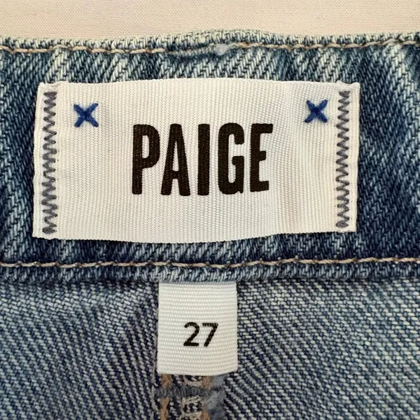 PAIGE Anessa Drawstring Wide Leg Jeans Light Wash Denim Size 27 - Image 9