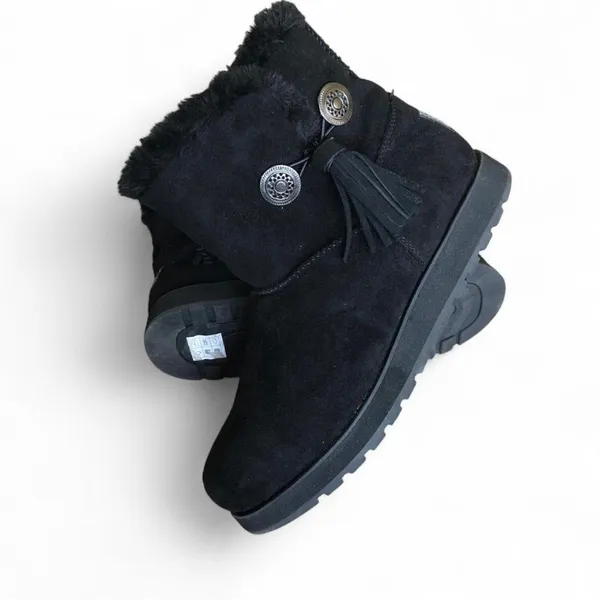 Skechers Black Keepsakes Tribute Faux Fur Lined Concho Tassel Ankle Boots SZ 9 - Image 2