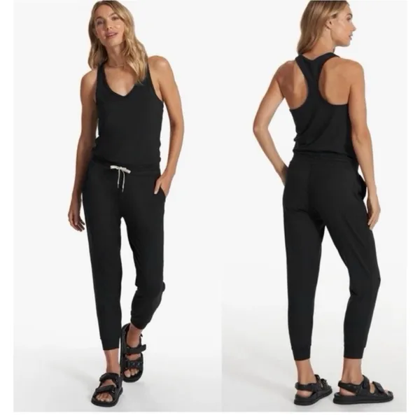 Vuori Women Black Lux Jumpsuit Size Large Racerback Drawstring Jogger Active - Image 2