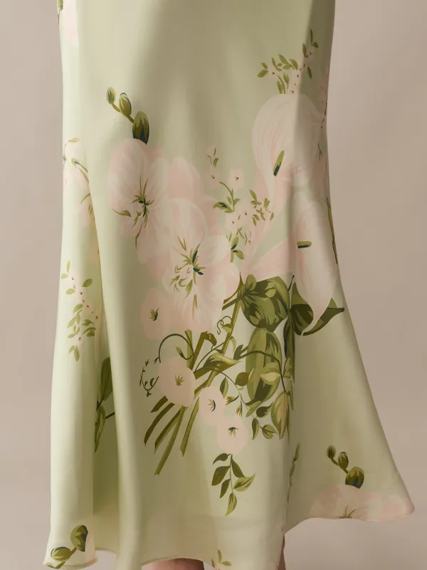 Few Moda o.p.t. Mazzy Green Size M Floral Silk Slip Maxi Dress - Image 3
