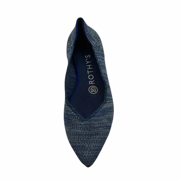Rothy’s The Point Indigo Heather Blue White Knit Ballet Flats‎ Size 6 Washable - Image 3